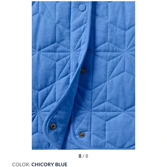 Lands’ End Bright Blue Quilted Insulated Jacket Snaps Barn Jacket - Picture 6 of 14